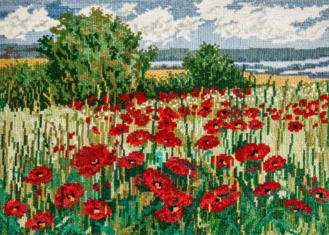 Beautiful embroidered pattern, handmade Stock Photos