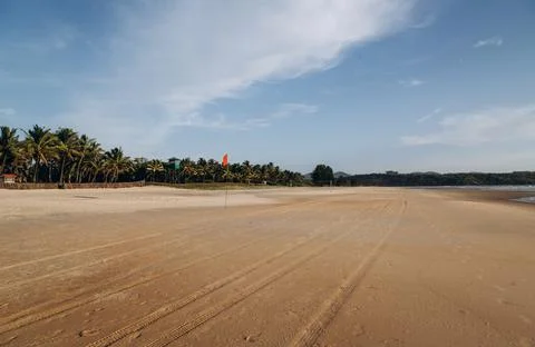 Beautiful empty beach in Goa Stock Photos