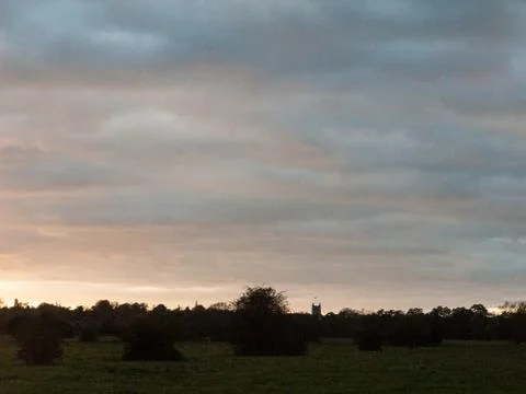 Beautiful empty landscape background clouds autumn grass field meadow Stock Photos