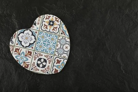 A beautiful empty plate in the shape of a heart Stock Photos