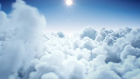 Beautiful Endless Clouds Under the Shining Bright Sun Daylight Seamless. Looped Stock Footage 124476036
