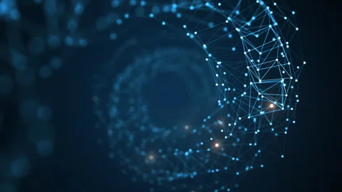 Beautiful Endless Helix Computer Network Moving Through. Blue Spiral Growing Net Vídeos de archivo 249259496