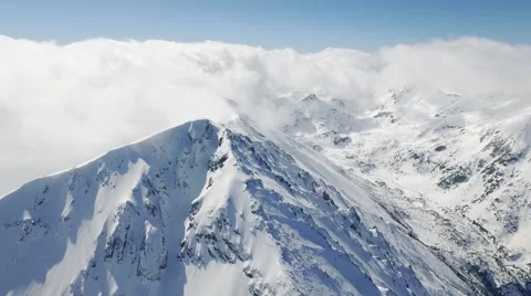 Beautiful Epic Scale Mountain Range Swiss Alps Aerial Drone Footage Clouds Peaks Stock Footage 61241122