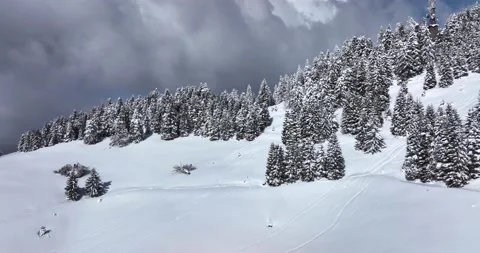 Beautiful epic scale mountain range Romanian Mountains drone footage clouds Stock Footage 205095811
