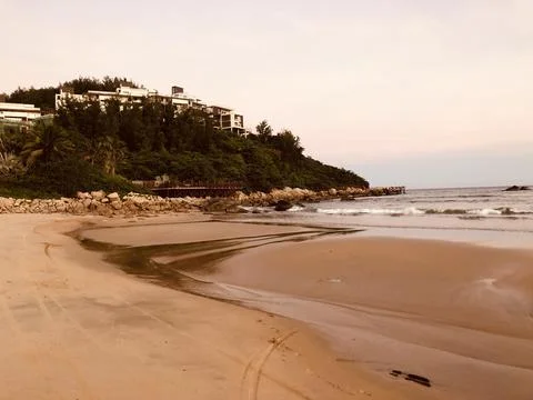 Beautiful evening beach Stock Photos