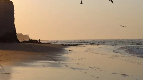 Beautiful evening at between the iconic cliffs of Botany Bay, in Broadstairs Video stock 266020832