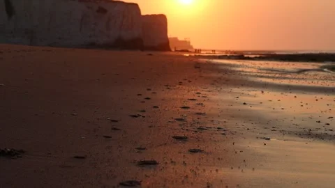 Beautiful evening at between the iconic cliffs of Botany Bay, in Broadstairs Stock Footage 266021246