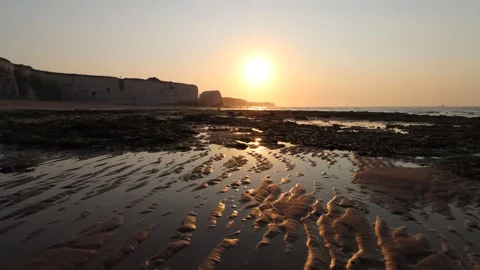 Beautiful evening at between the iconic cliffs of Botany Bay, in Broadstairs Stock Footage 266021372