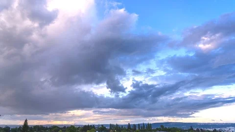 Beautiful evening clouds in golden light.  Stock Footage 114887306