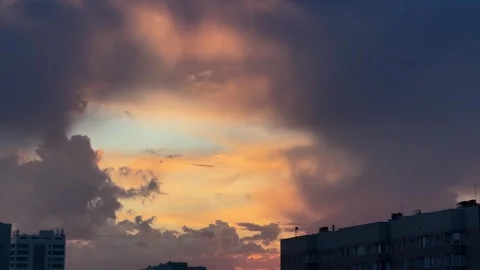 Beautiful Evening Clouds on the Sky After the Rain Stock Footage 254720000
