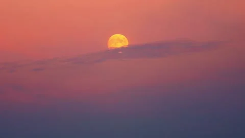 Beautiful evening dusk dramatic night sky with magical moon light Blue red Stock Footage 311958393