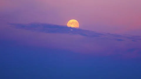 Beautiful evening dusk night dramatic sky with magical moon light. Blue purple Stock Footage 311958365