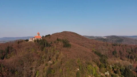 Beautiful evening flight over castle Wachenburg. The home of the German stude Stock Footage 108969140