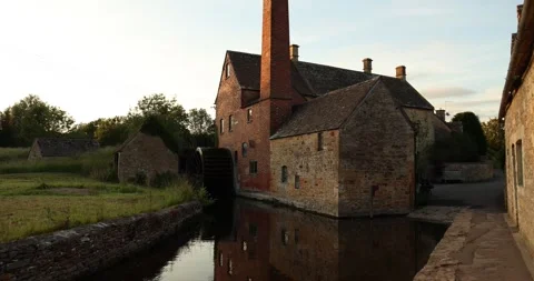 Beautiful Evening Light in the village of Lower Slaughter, Cotswolds AONB, UK Stock Footage 346143569