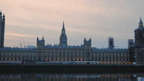 Beautiful evening reflection in the water of Palace of Westminster. Stock Footage 168770083