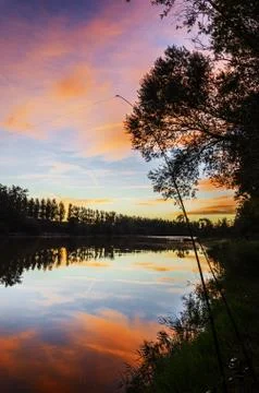 Beautiful evening at the river in spain Stock Photos