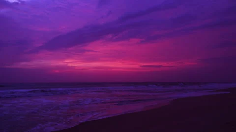 Beautiful evening sunset in bech, Pink in color Stock Footage 292635604
