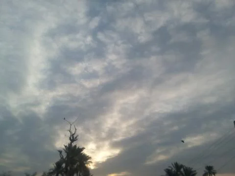 This is beautiful evening sunset views with clouds with lighting on the sky Foto stock