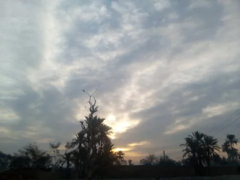 This is beautiful evening sunset views with clouds with lighting on the sky Stock Photos
