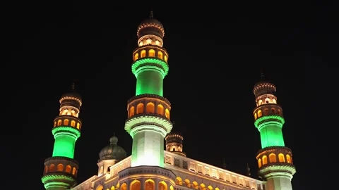 Beautiful evening view of Charminar ("Four Minarets"). Stock Footage 285148221