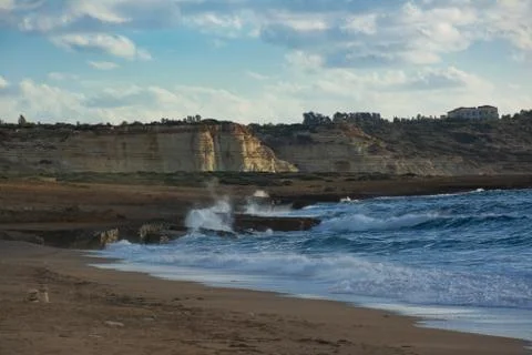 Beautiful evening view of the cliffs on Toxeftra Beach. Akamas Peninsula, Cyp Stock-Fotos
