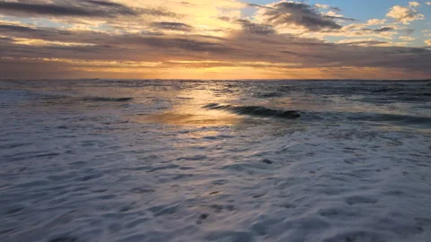 Beautiful evening View on waves on the empty coast of the Atlantic Ocean Stock Footage 226046512