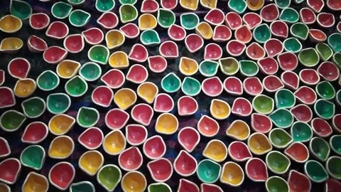 Beautiful ever view of diya during the festival of diwali. Stock Footage 143719302