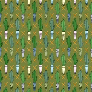 Beautiful exotic seamless pattern of cactus succulent flower plant. potted ho Stock Illustration