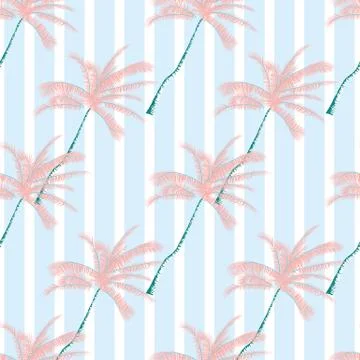 Beautiful exotic tropical summer pattern with palm trees Stock Illustration