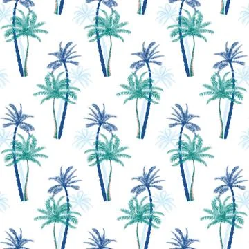 Beautiful exotic tropical summer pattern with palm trees Stock Illustration