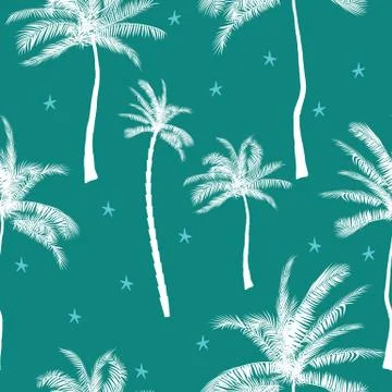 Beautiful exotic tropical summer pattern with palm trees Stock Illustration