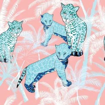 Beautiful exotic tropical summer pattern with palm trees Stock-Illustration