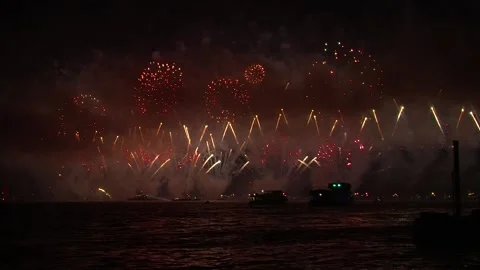 Beautiful explosion of fireworks. Nice show. fireworks display Stock Footage 164069559
