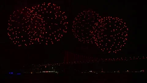 Beautiful explosion of fireworks. Nice show. fireworks display Stock Footage 164070205