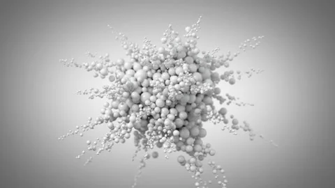 Beautiful Explosion of Gray Bubbles on a Gray Gradient Background Stock-Footage 130853451