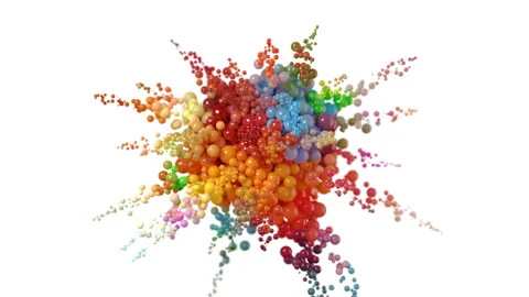 Beautiful Explosion of Multicolored Bubbles on a White Background 動画素材 130853758