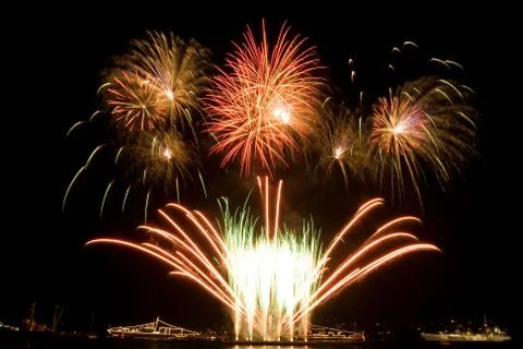 Beautiful explosions of fireworks Stock Photos