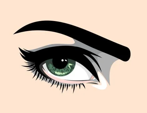 Beautiful, expressive green eyes women Stock Illustration