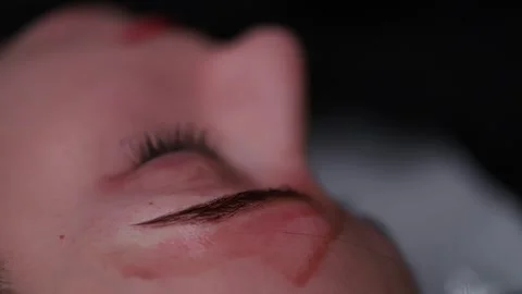 Beautiful eyebrows with permanent makeup Stock Footage 252592162