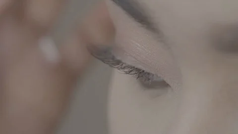 Beautiful Eyes Makeup Tutorial Stock Footage 129803259