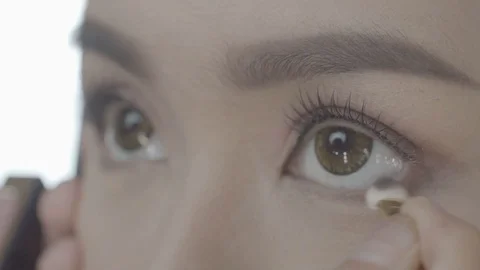 Beautiful Eyes Makeup Tutorial Stock Footage 129803262