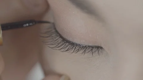 Beautiful Eyes Makeup Tutorial Stock Footage 129803269