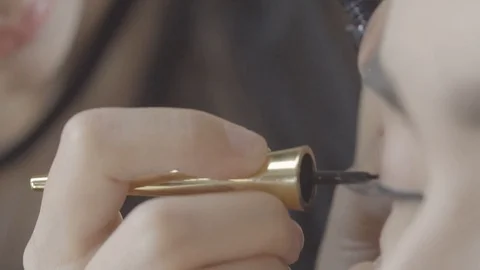 Beautiful Eyes Makeup Tutorial Stock Footage 129803287