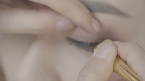 Beautiful Eyes Makeup Tutorial Stock Footage 129803302