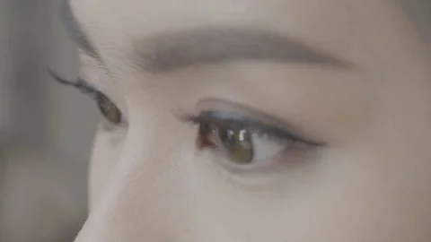 Beautiful Eyes Makeup Tutorial Stock Footage 129803317