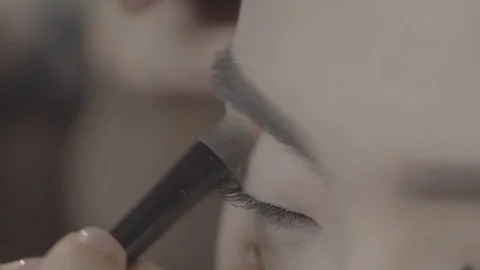 Beautiful Eyes Makeup Tutorial Stock Footage 129803323