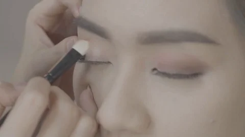 Beautiful Eyes Makeup Tutorial Stock Footage 129803384