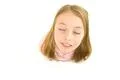 The beautiful face of the little girl. View from above Photo