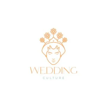 Beautiful face wedding java culture logo 스톡 일러스트