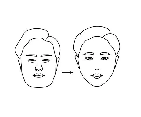 Beautiful face of a woman. Plastic surgery. Before and after Stock Illustration